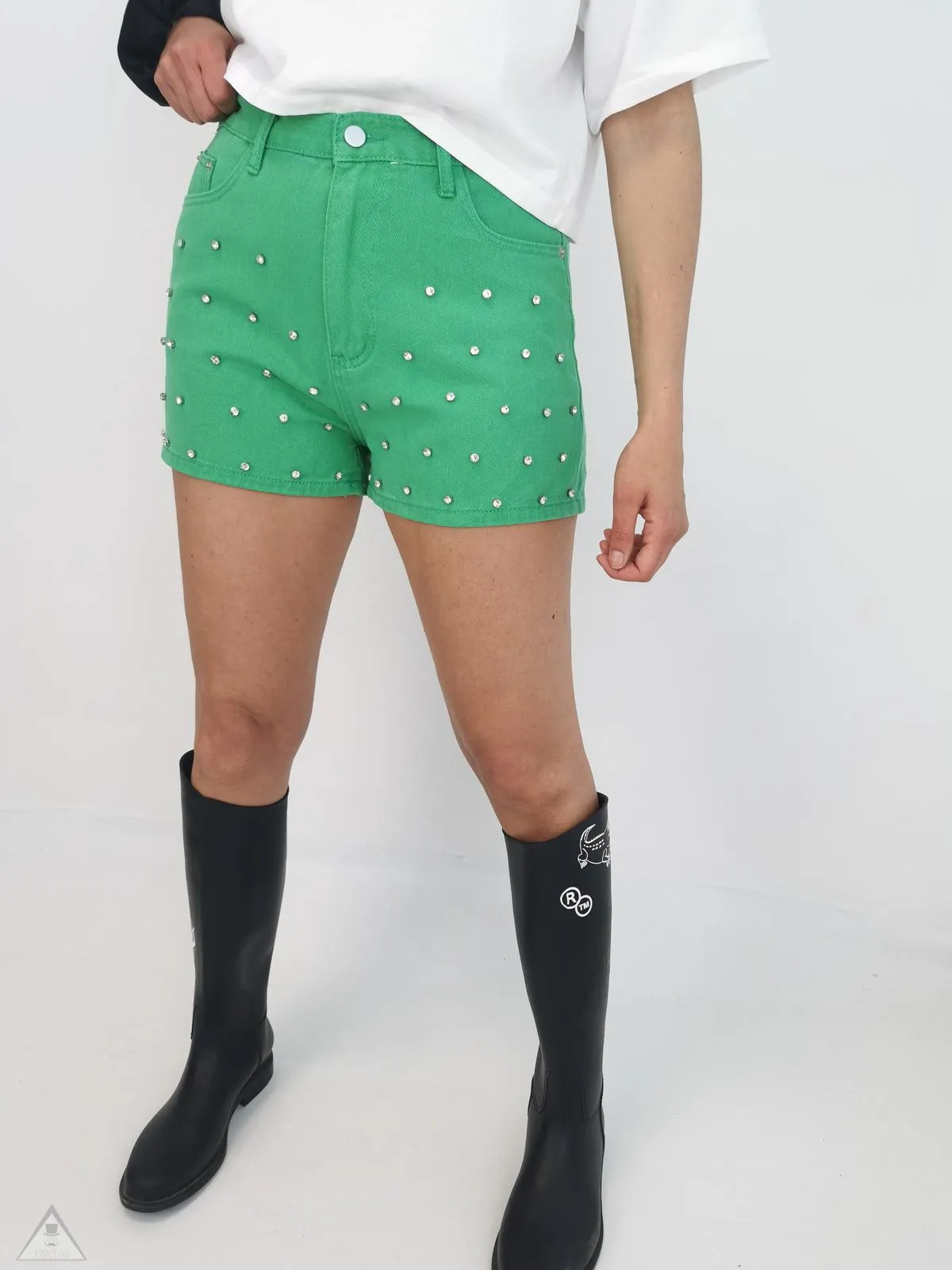 Short Strass Green