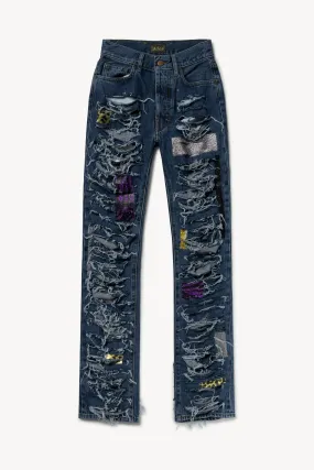 Slashed Vinyl Jeans