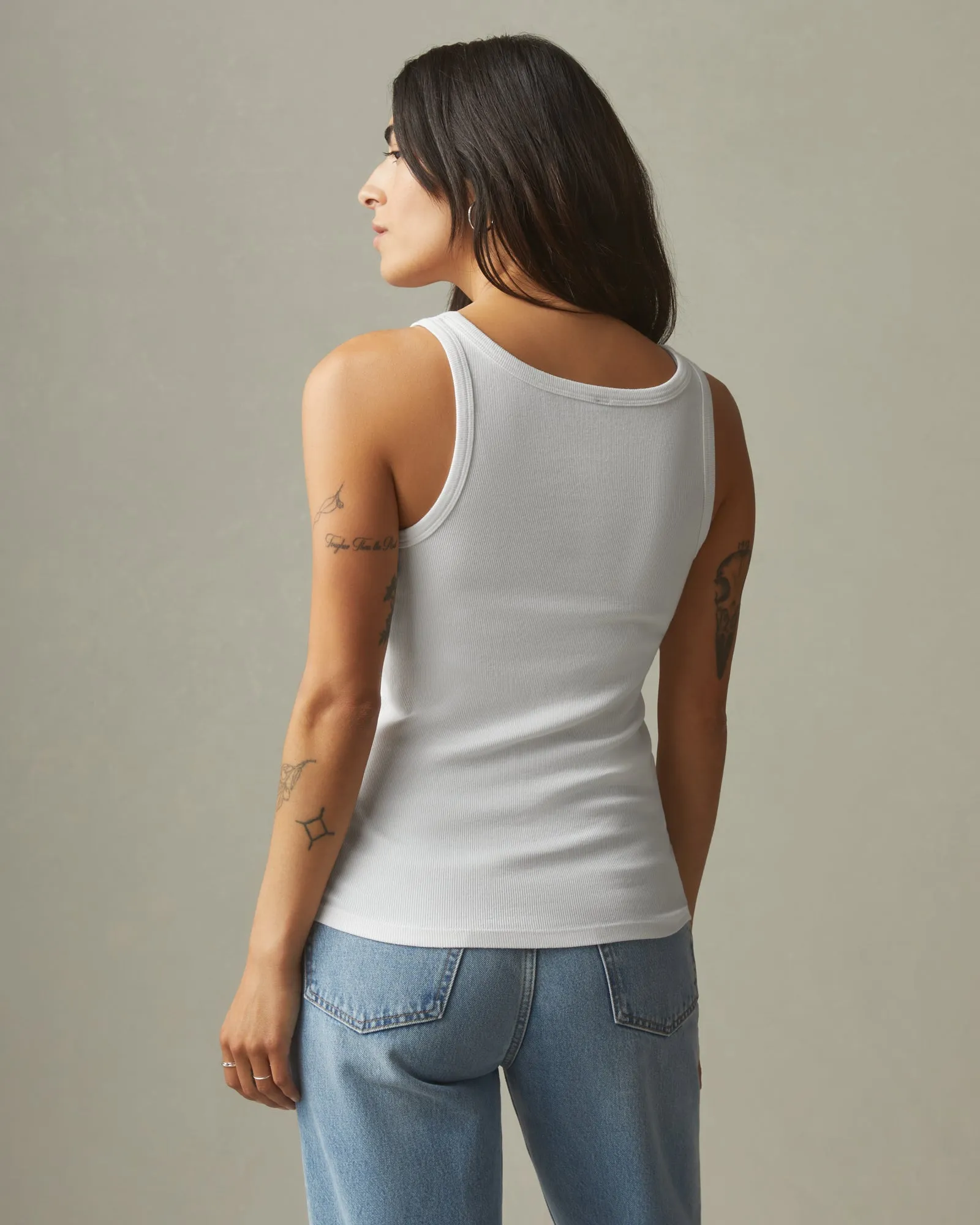 Stretch Rib Tank - White