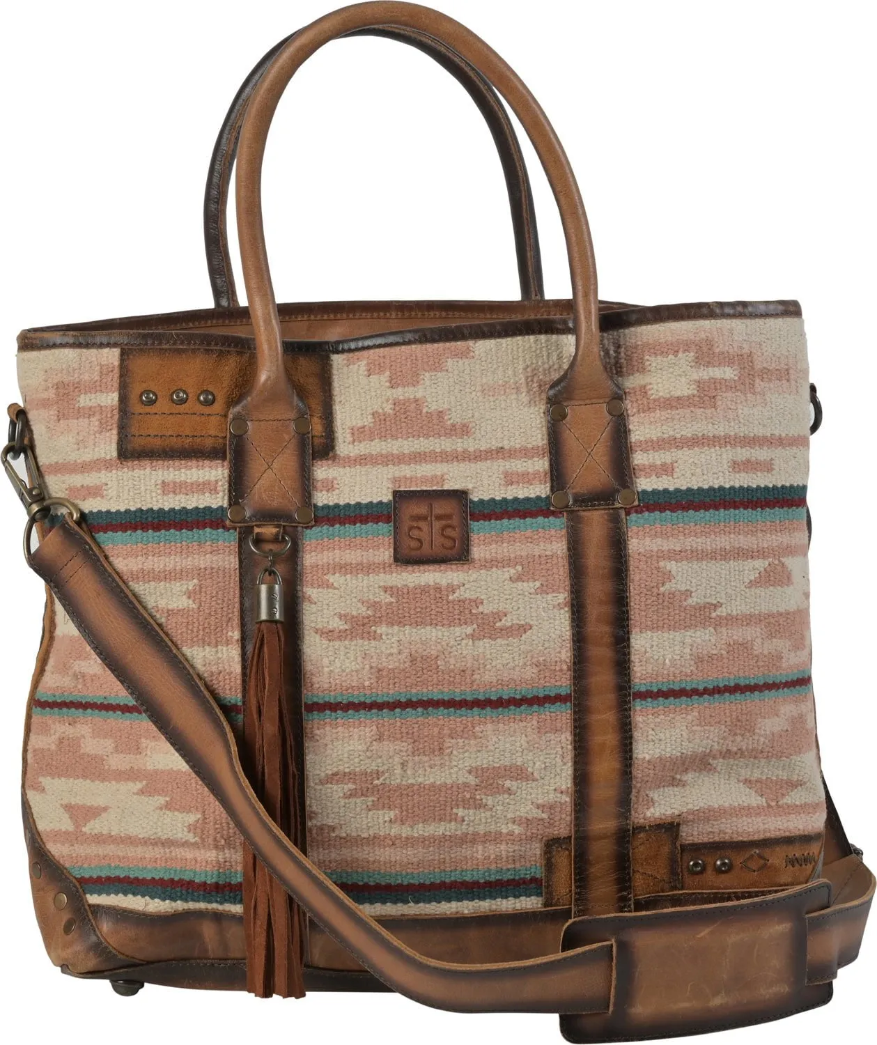 STS Ranchwear Womens Palomino All In Pink Serape Leather Travel Tote Bag