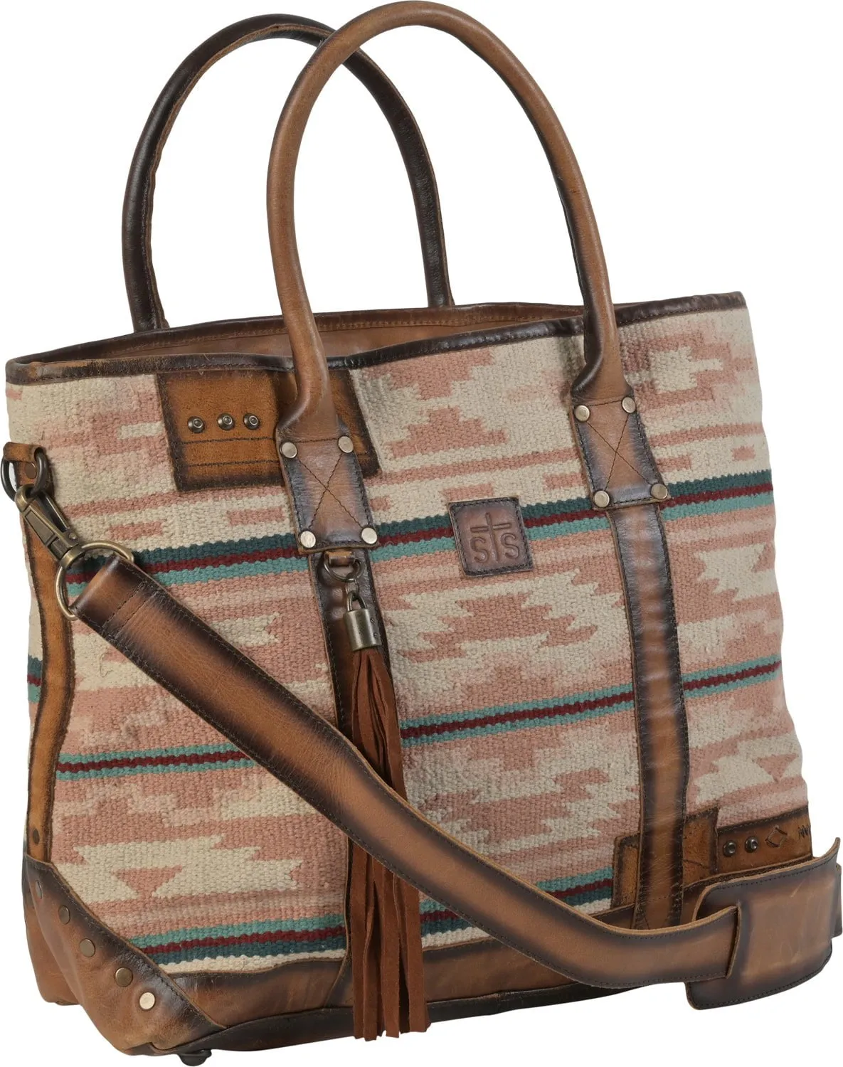 STS Ranchwear Womens Palomino All In Pink Serape Leather Travel Tote Bag