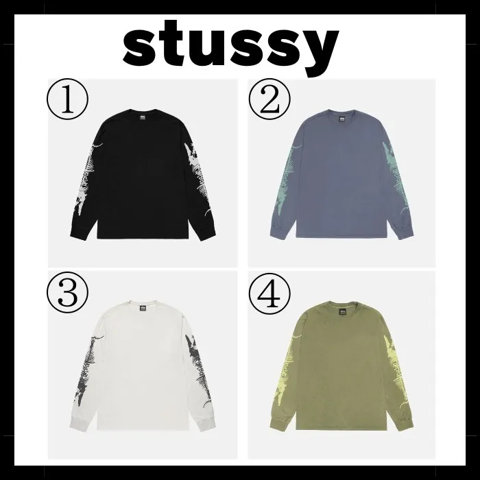 STUSSY  |Crew Neck Pullovers Unisex Street Style Long Sleeves Cotton