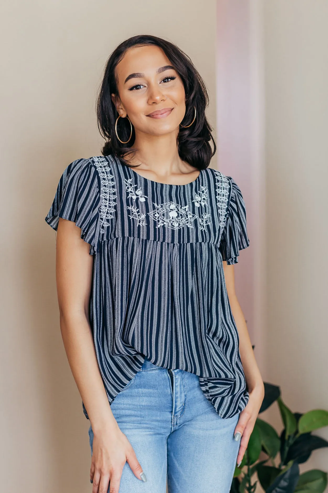 Susie Striped Smocked Top