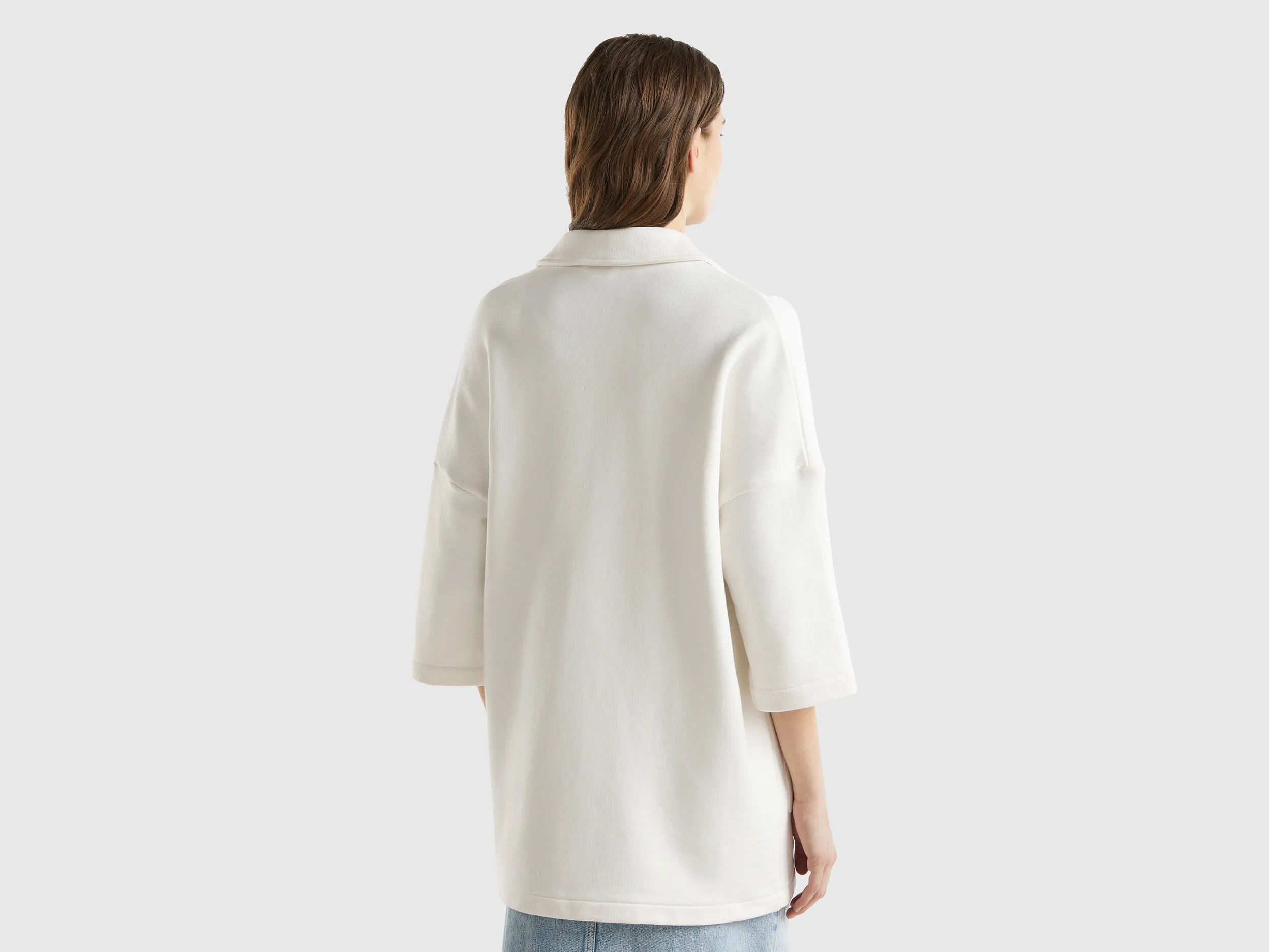 Sweatshirt coat - Creamy White | Benetton