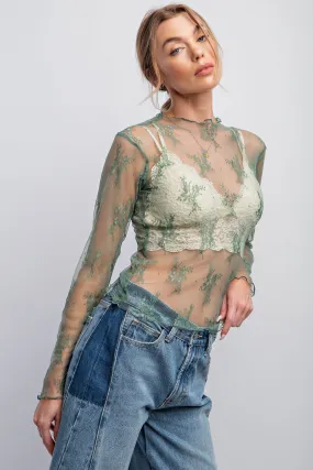 Sweet Secrets Sage Green Sheer Top