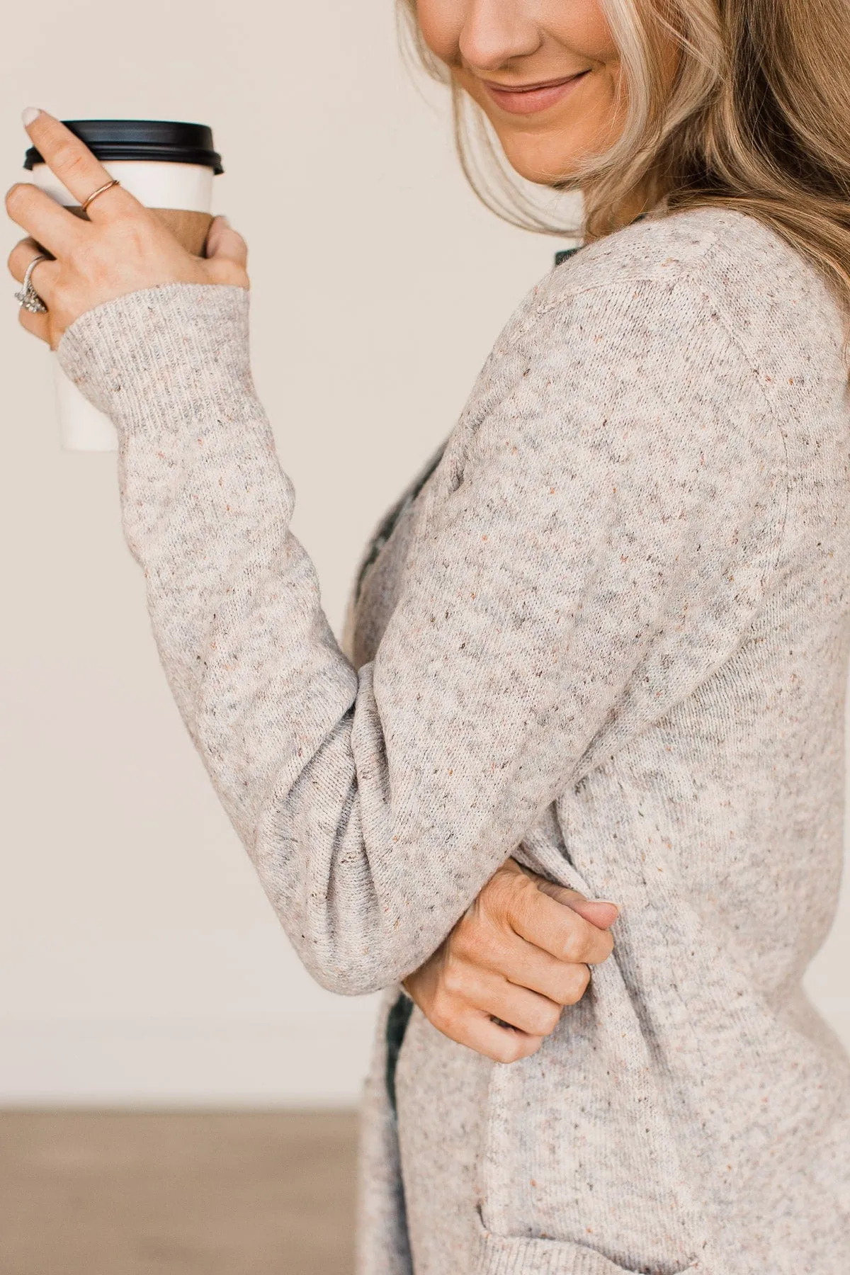 Take An Interest Knit Cardigan- Light Taupe