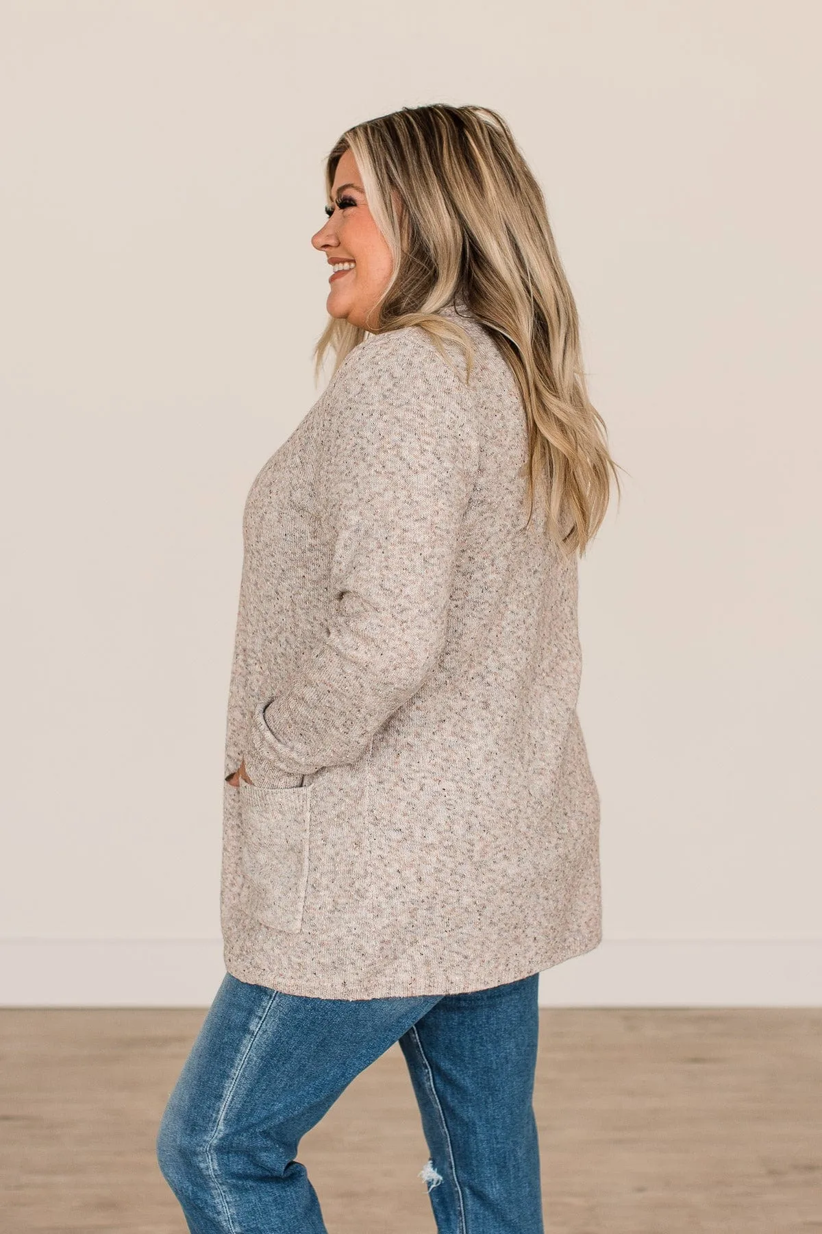 Take An Interest Knit Cardigan- Light Taupe