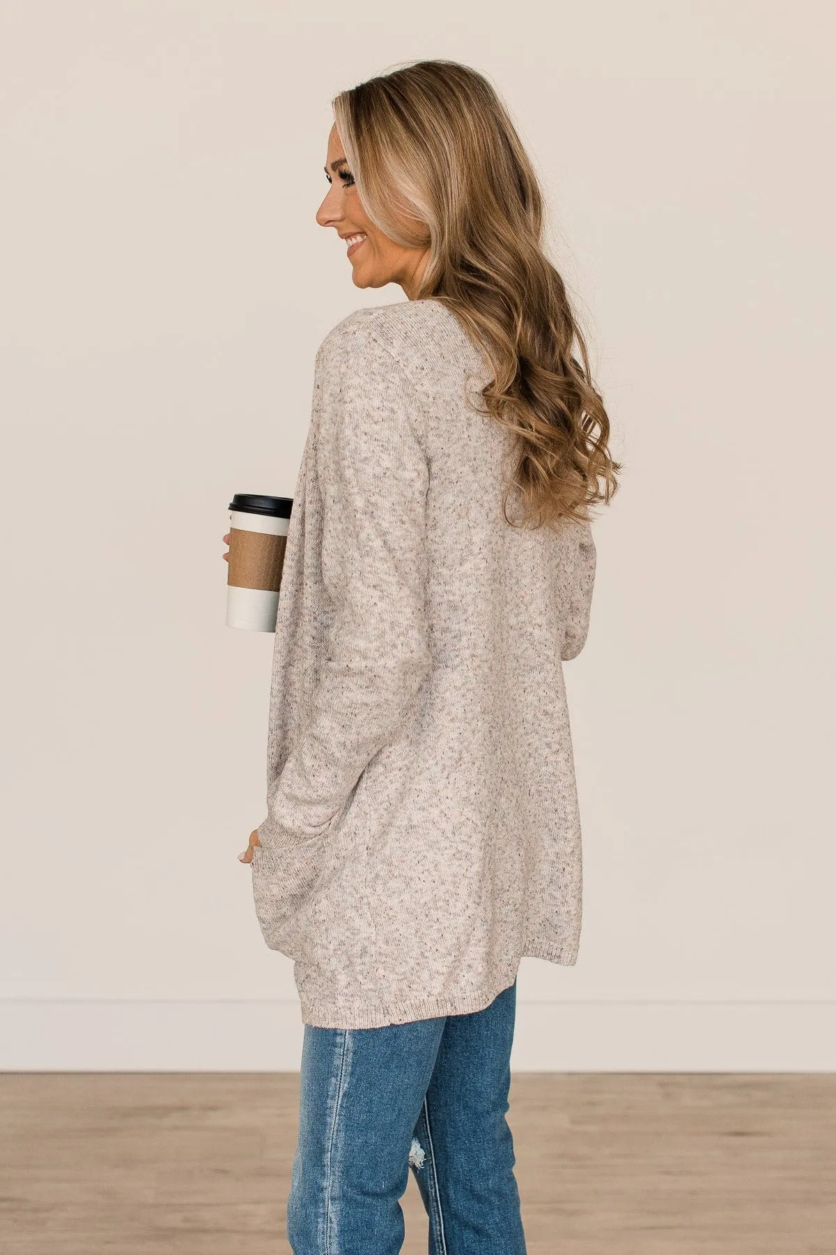 Take An Interest Knit Cardigan- Light Taupe