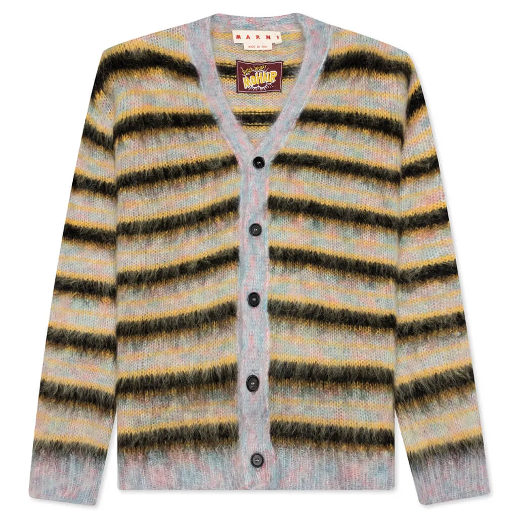 V-Neck Mohair Stripe Cardigan - Multi