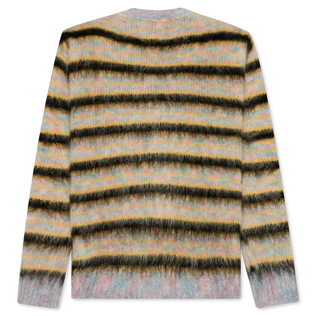 V-Neck Mohair Stripe Cardigan - Multi