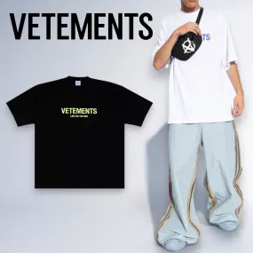 VETEMENTS  |Crew Neck Pullovers Unisex Street Style Cotton Short Sleeves