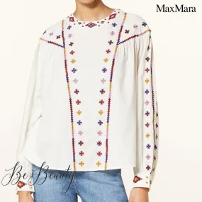 Weekend Max Mara  |Flower Patterns Casual Style Long Sleeves Cotton