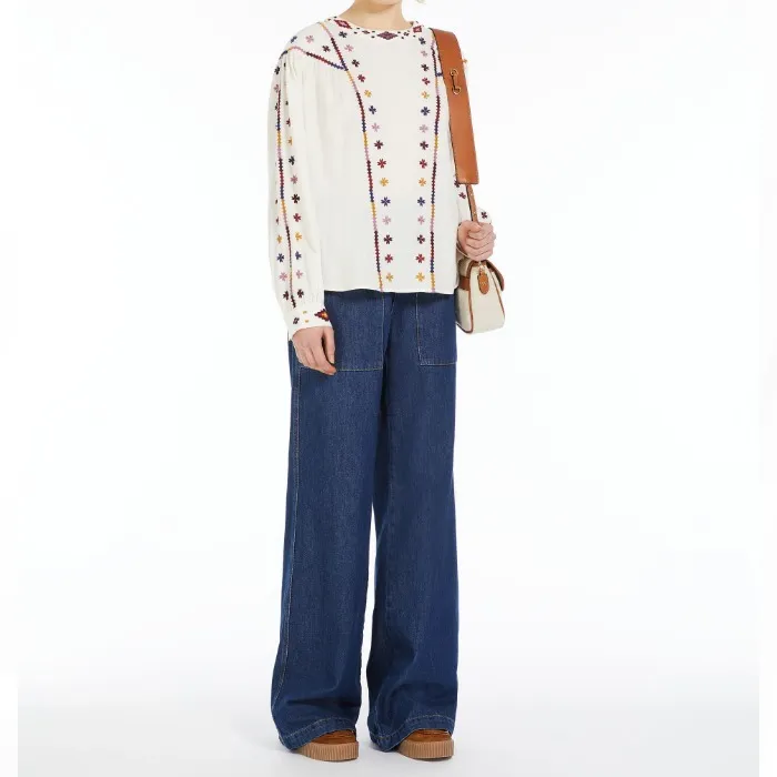 Weekend Max Mara  |Flower Patterns Casual Style Long Sleeves Cotton