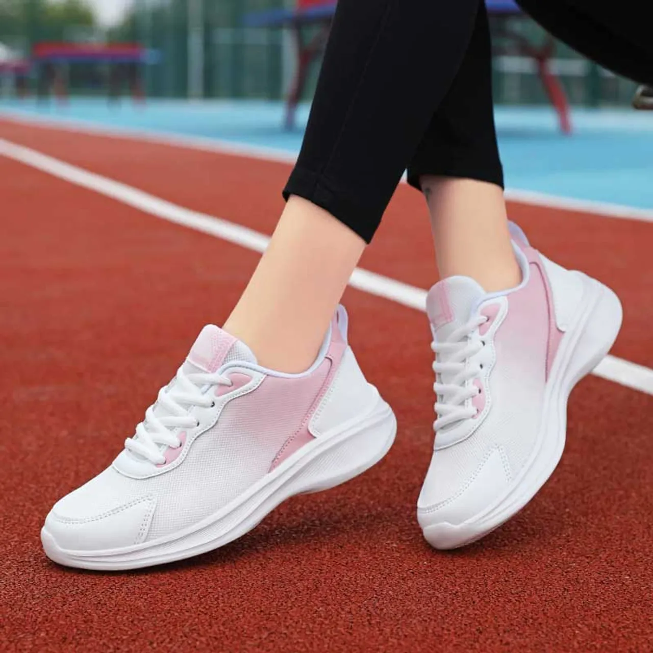 White pink flyknit casual shoe sneaker