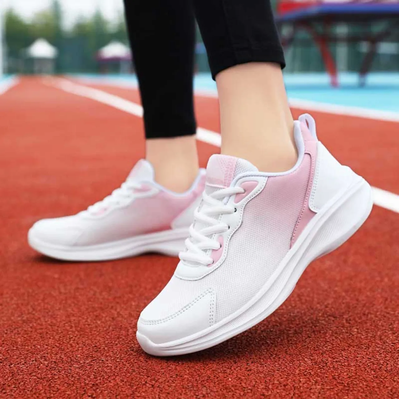 White pink flyknit casual shoe sneaker