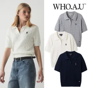 WHO.A.U  |Casual Style Unisex Street Style Plain Cotton Short Sleeves