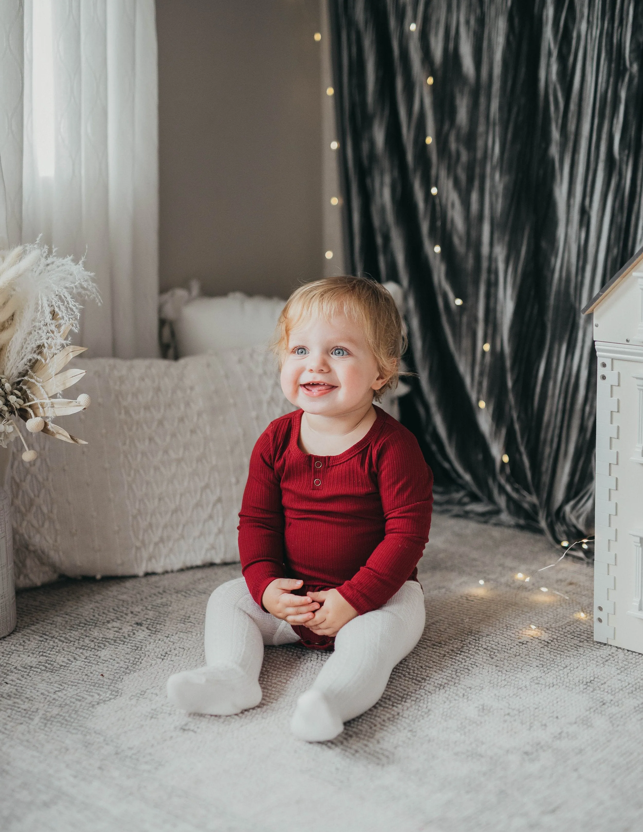 Willow Long Sleeve Cotton Bodysuit - Storybook Red