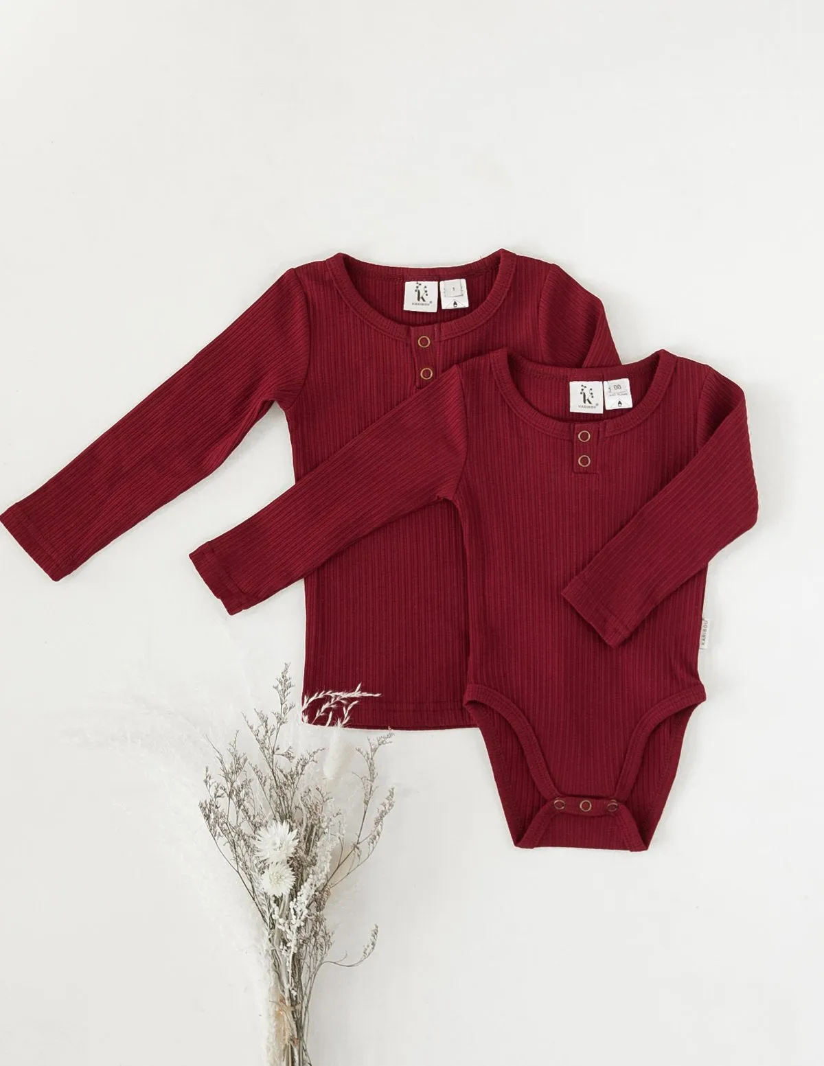 Willow Long Sleeve Cotton Bodysuit - Storybook Red