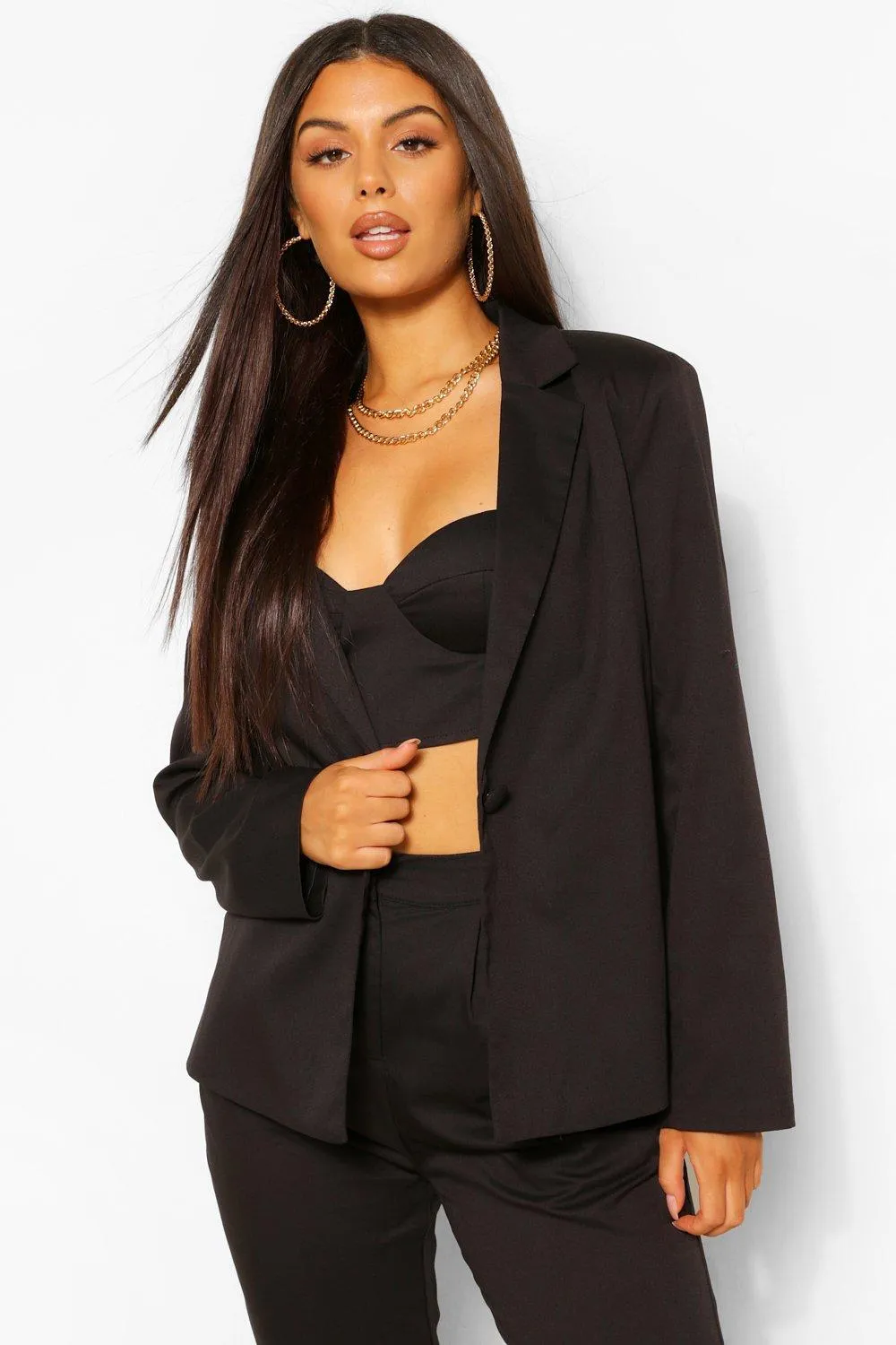 Woven Tailored Button Blazer