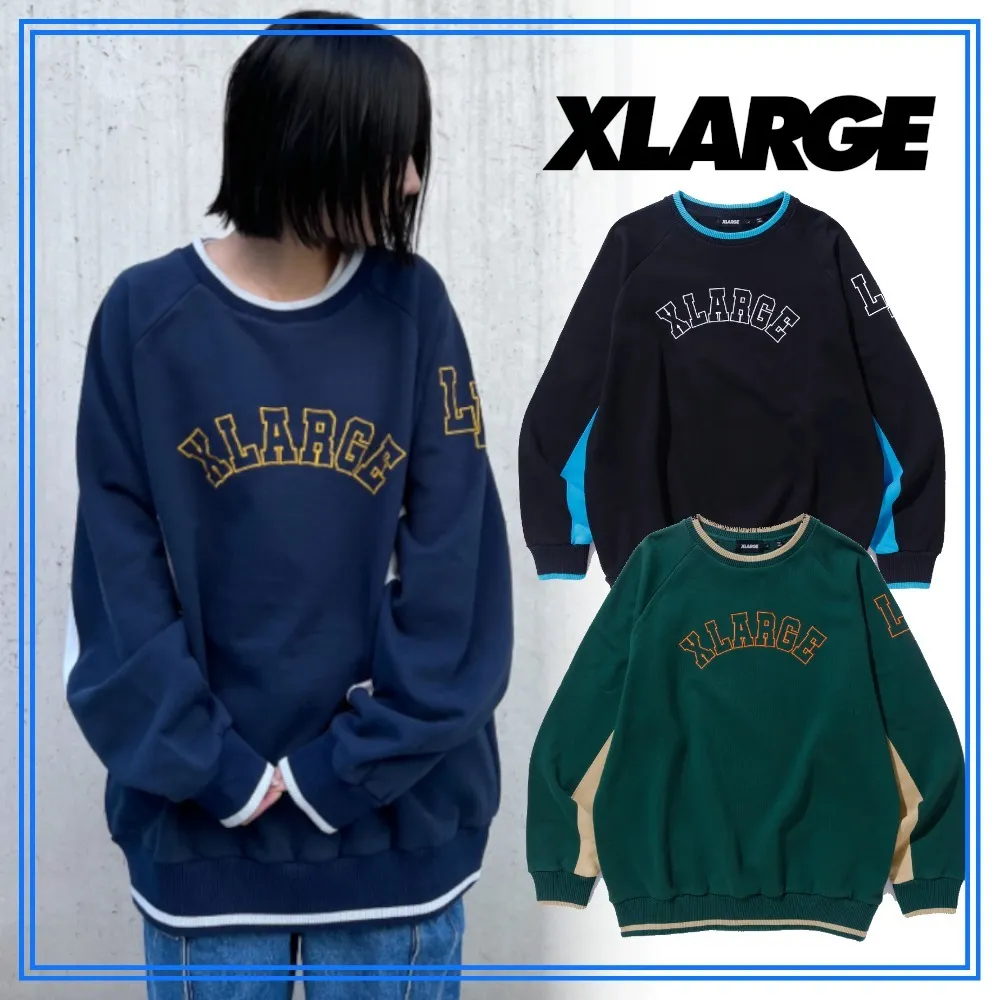 X-Large  |Pullovers Unisex Sweat Street Style Long Sleeves Plain Logo