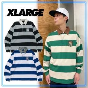 X-Large  |Stripes Unisex Street Style Long Sleeves Plain Cotton