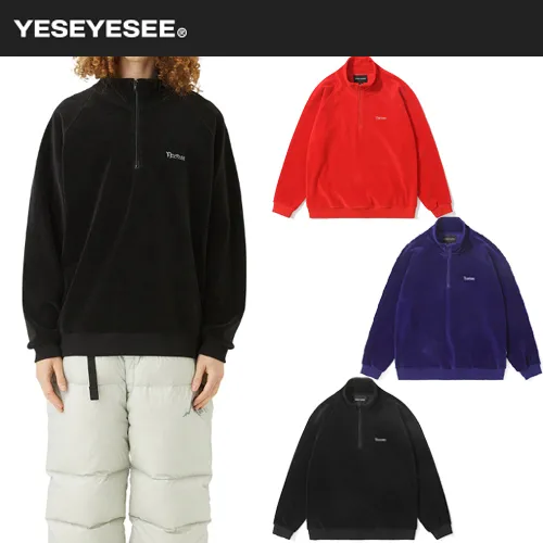 YESEYESEE  |Unisex Street Style Long Sleeves Logo Sweatshirts