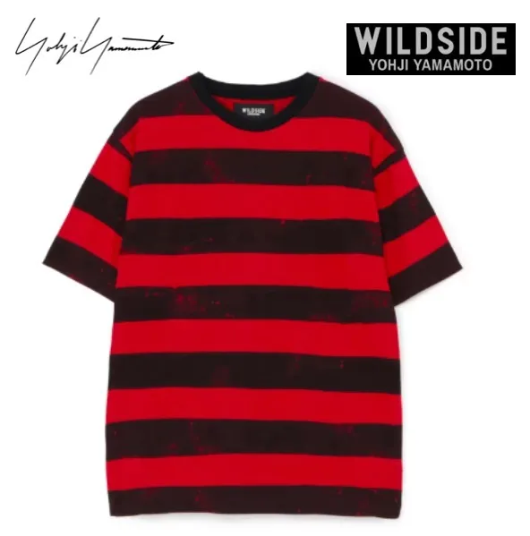 Yohji Yamamoto  |Crew Neck Pullovers Stripes Unisex Street Style Cotton