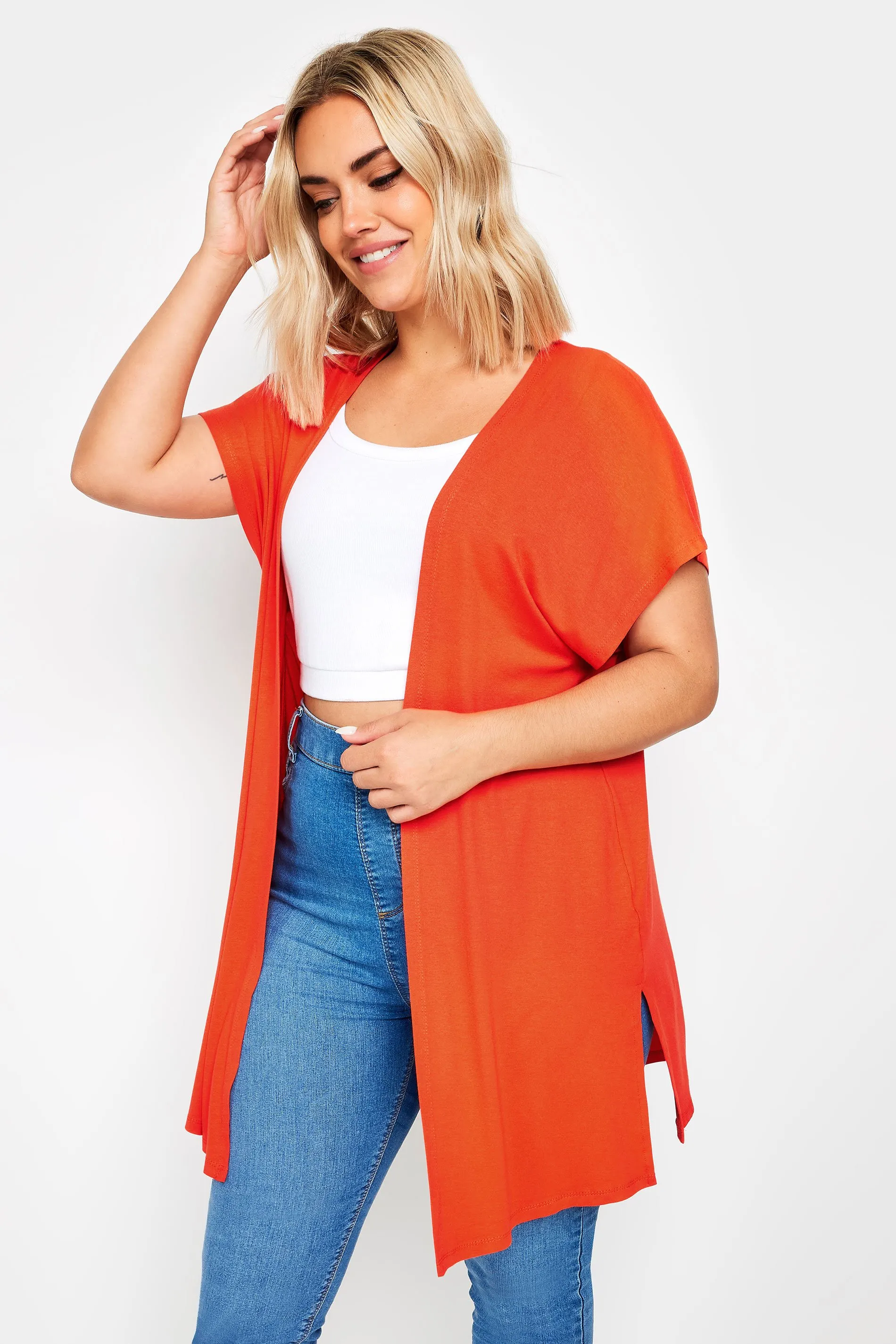 YOURS Curve Orange Short Sleeve Cardigan