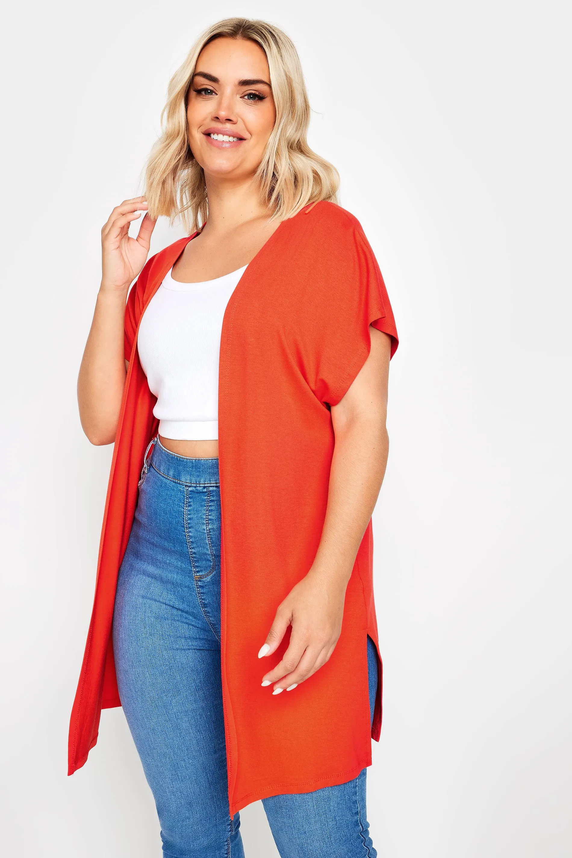 YOURS Curve Orange Short Sleeve Cardigan