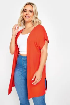 YOURS Curve Orange Short Sleeve Cardigan