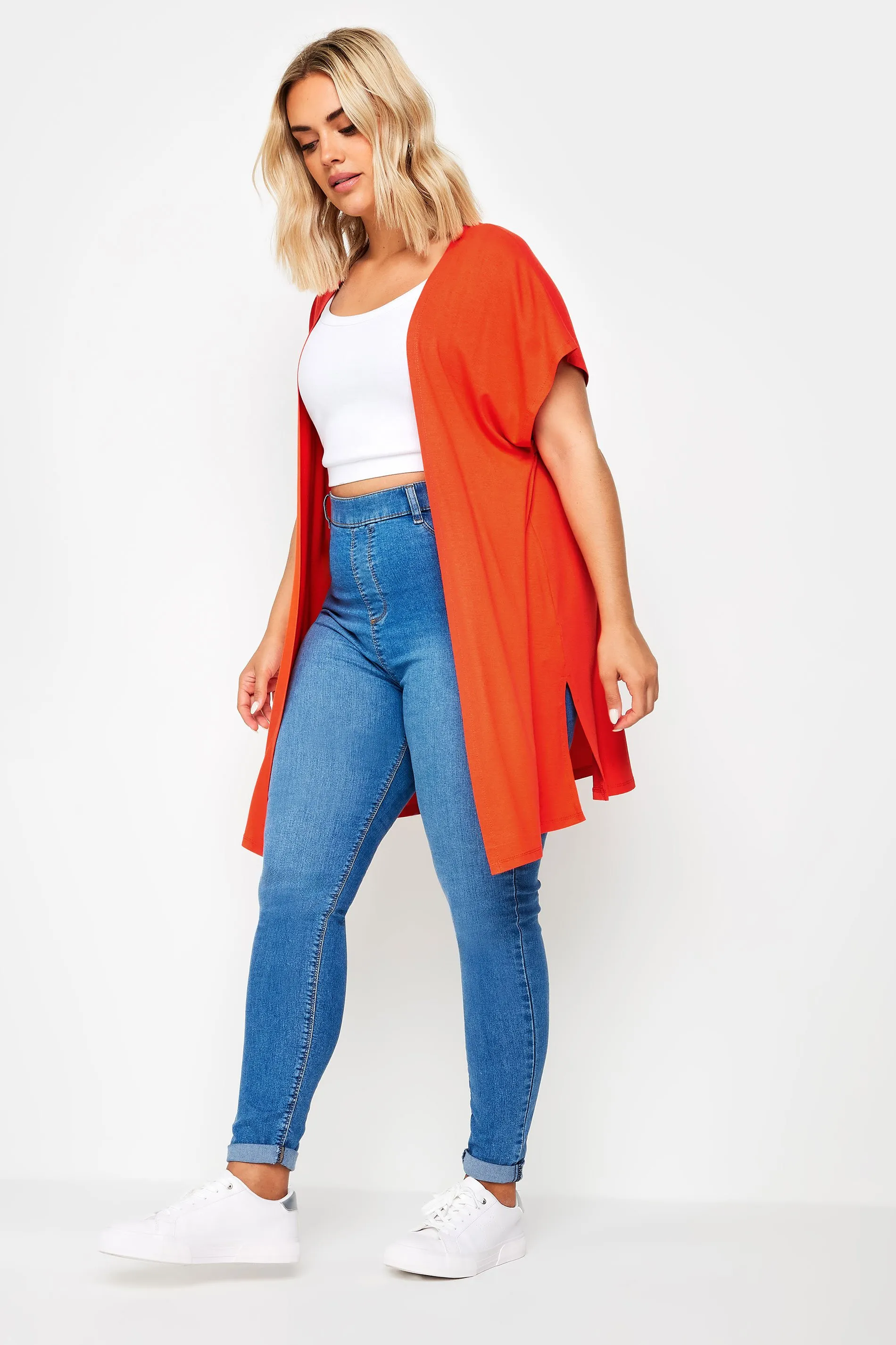 YOURS Curve Orange Short Sleeve Cardigan