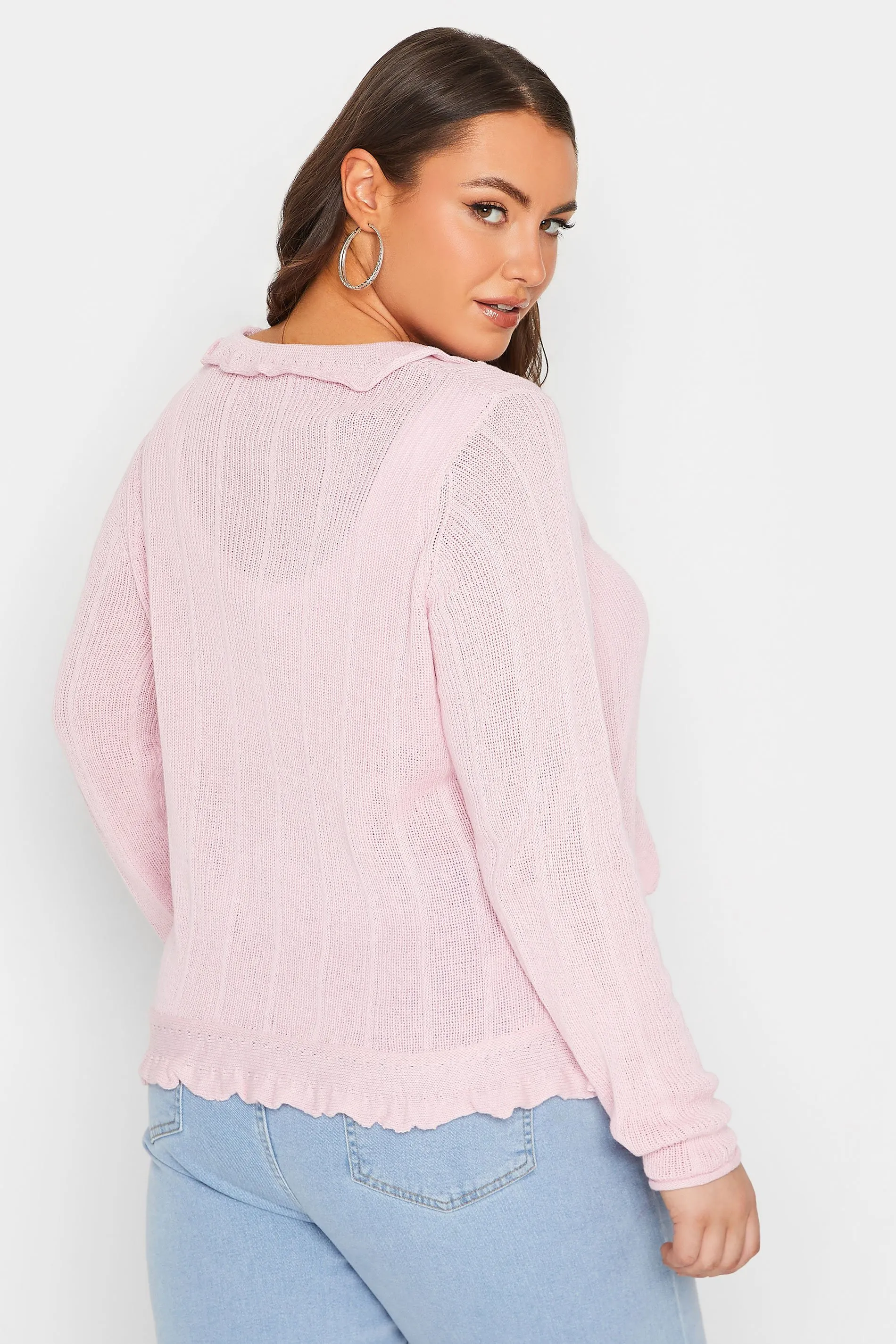 YOURS Curve Pink Frill Tie Cardigan