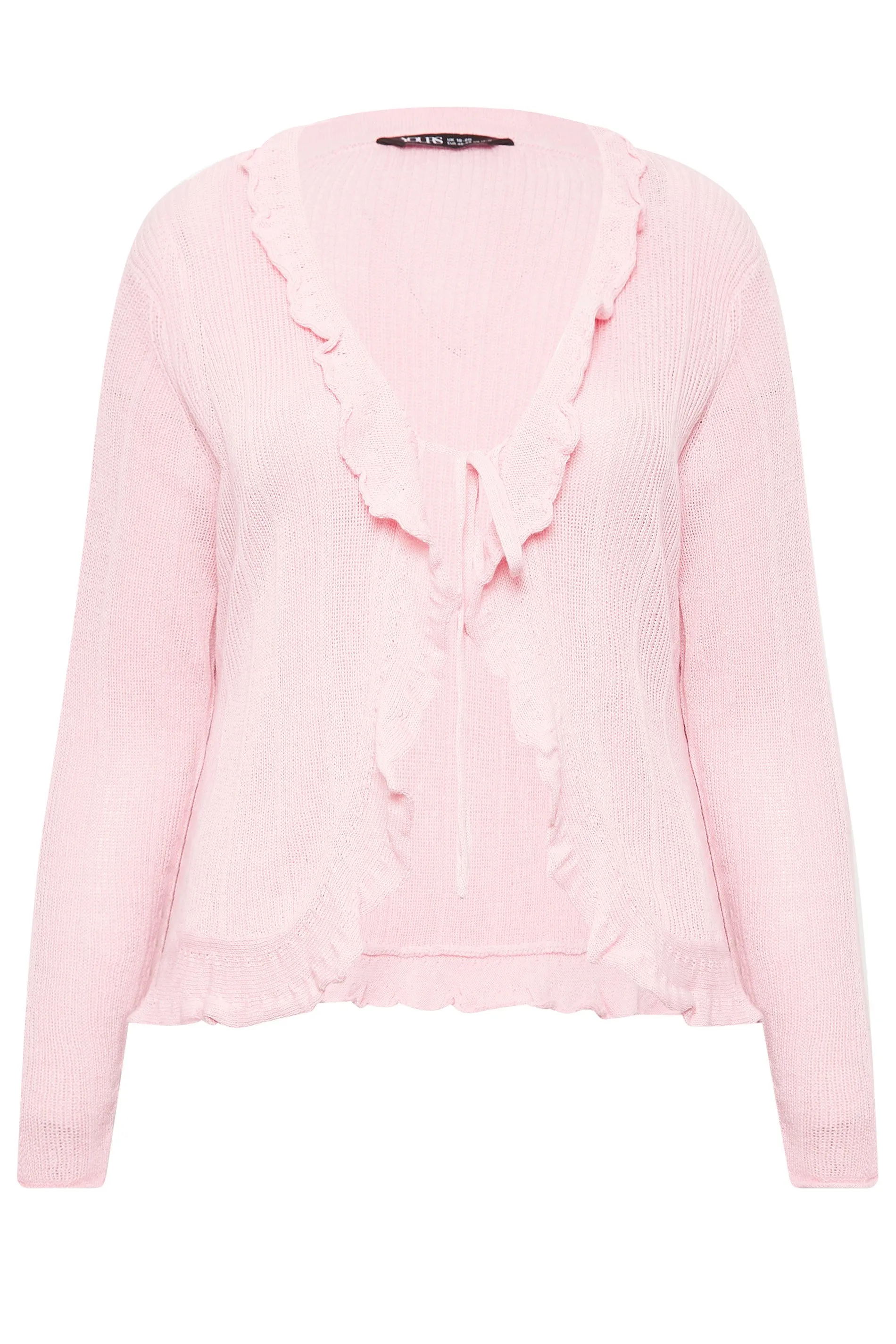 YOURS Curve Pink Frill Tie Cardigan