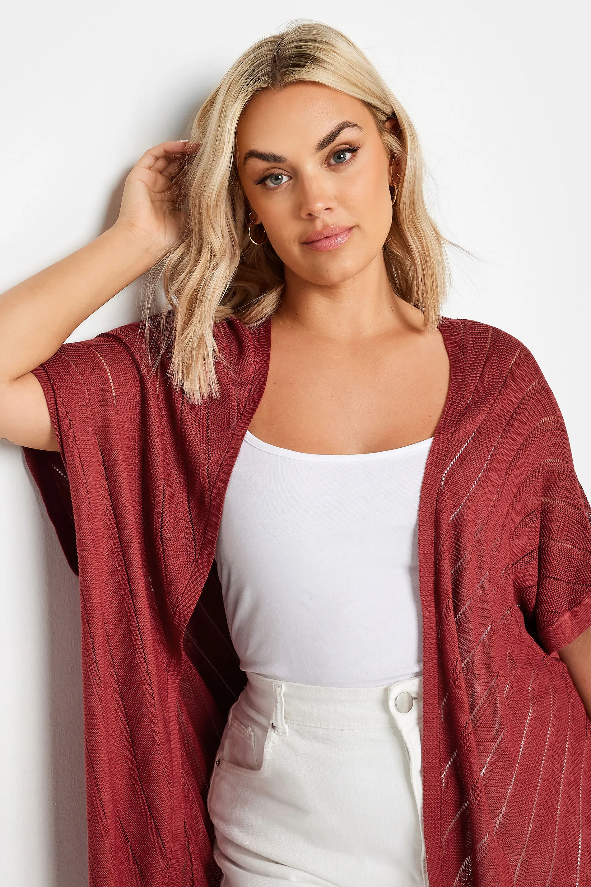 YOURS Curve Red Chevron Detail Cardigan